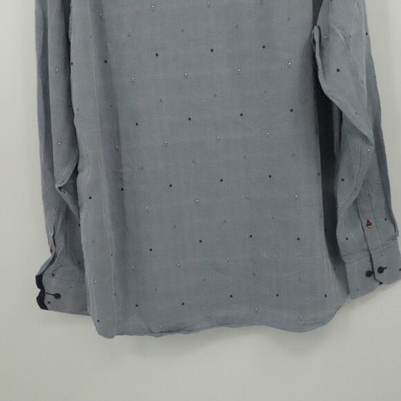 Luchiano Visconti Shirt Mens 2XL Gray Embroidered Skull Pattern Button Up Casual - Picture 10 of 14